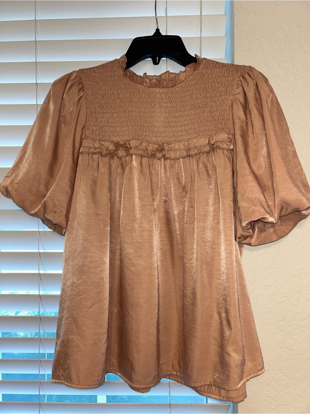 glam ruffled blouse size Large